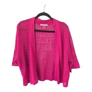 Allison Daley Women Cardigan Sz L Black Open Front Cap Sleeve  Knit Normcore